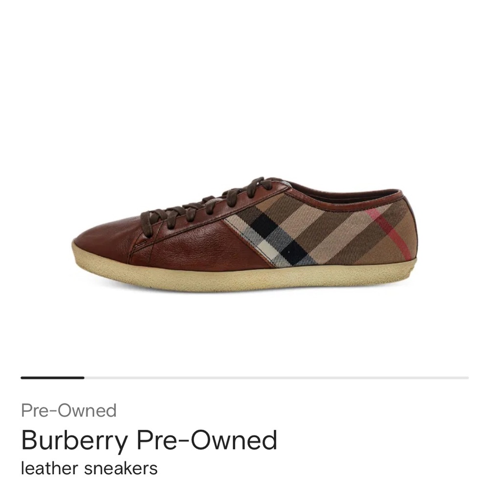 Burberry Checkered Brown Leather Sneakers
